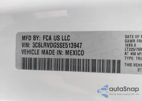 2025 Ram Promaster 2500 Tradesman High Roof 159 Wb W/Pass Seat из США, поврежденный, VIN 3C6LRVDG5SE513947
